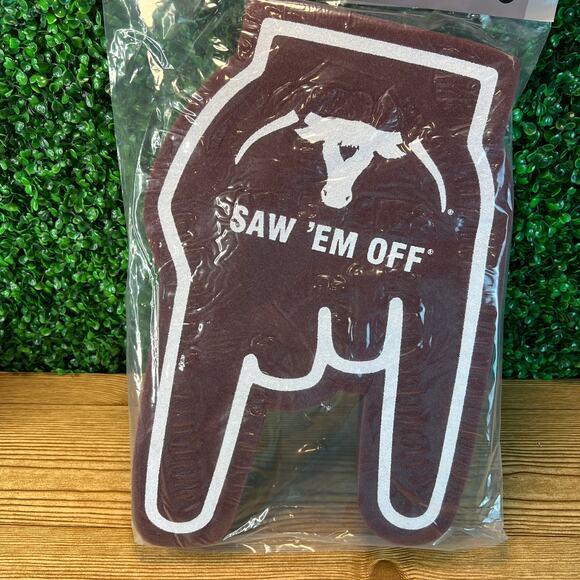New Texas A & M Saw 'EM Off Foam "Horns Down" Novelty Double Sided Hand Fooball - Picture 6 of 7